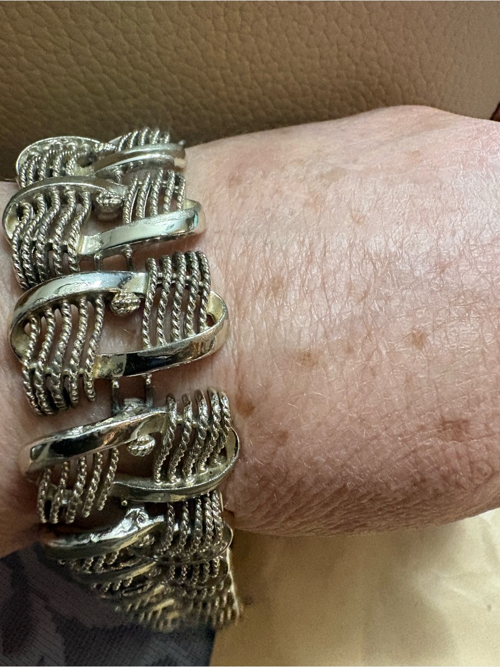 Coro Pegasus Silver-Tone Multi-Strand Woven Link Bracelet